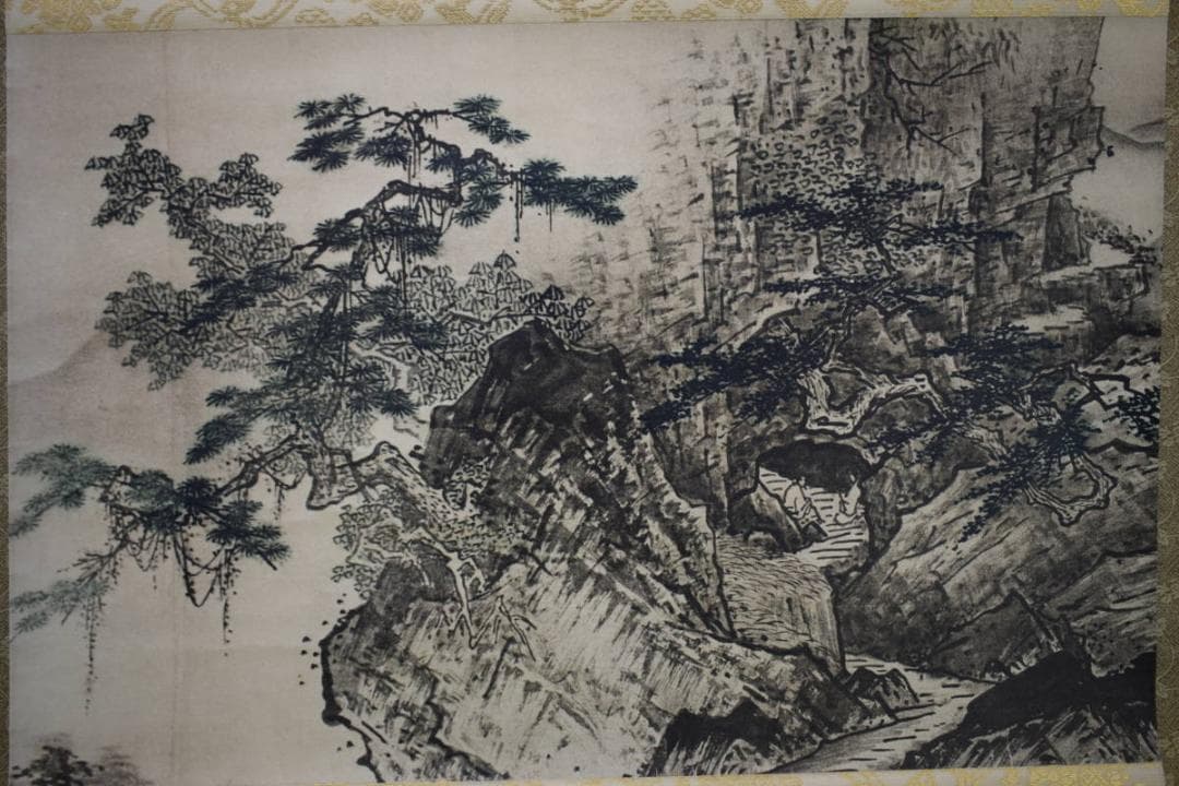 複製/雪舟/四季山水図/工芸/布袋屋掛軸HF-992