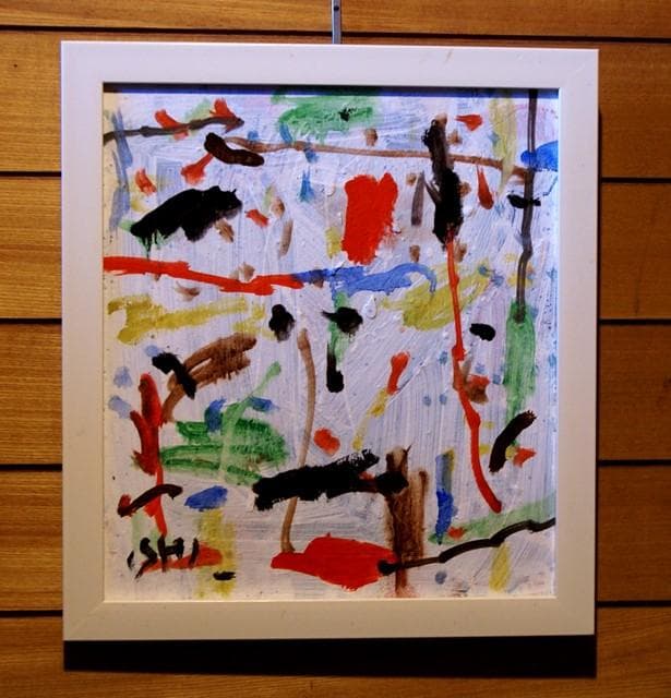 抽象画　　「彩-11」　色紙に油彩の抽象画