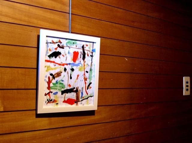 抽象画　　「彩-11」　色紙に油彩の抽象画