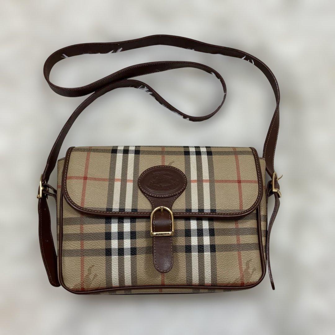 美品 バーバリー ショルダーバッグ ホースロゴ型押し ノバチェック