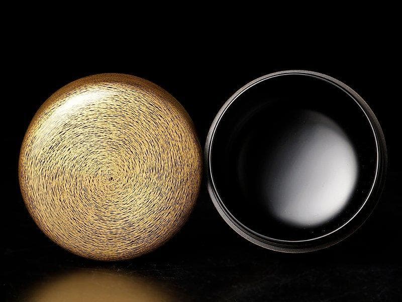 棗　前志芸男作 沈金引松葉之図  茶道具