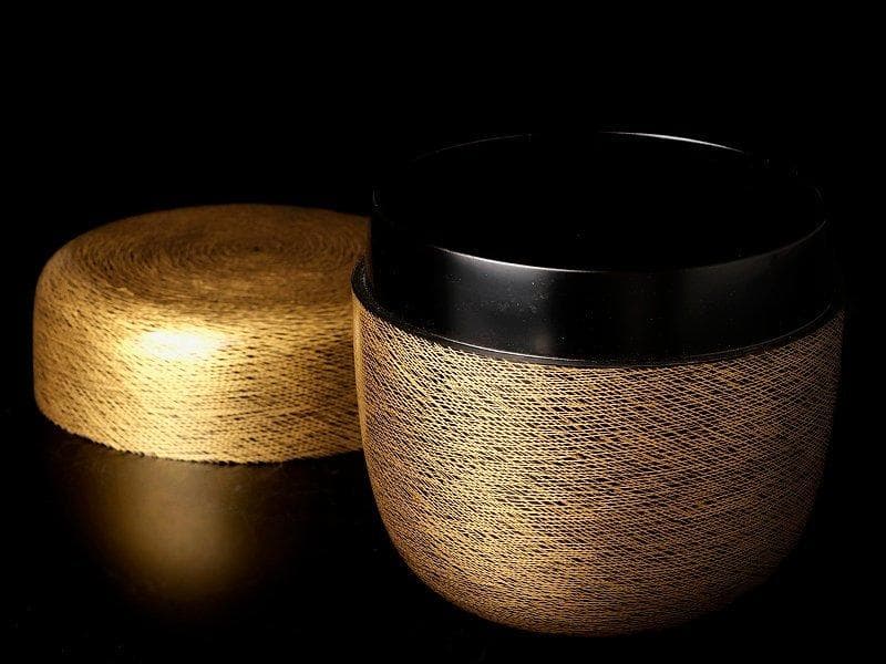 棗　前志芸男作 沈金引松葉之図  茶道具