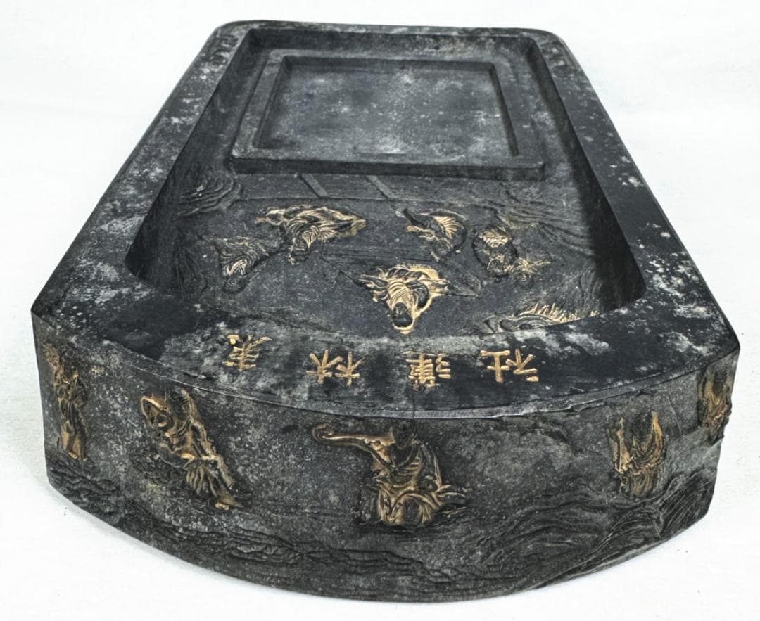 清 東林蓮社 硯型古墨 乾隆 約1678g 美術 中国 書道 墨 WWFT001