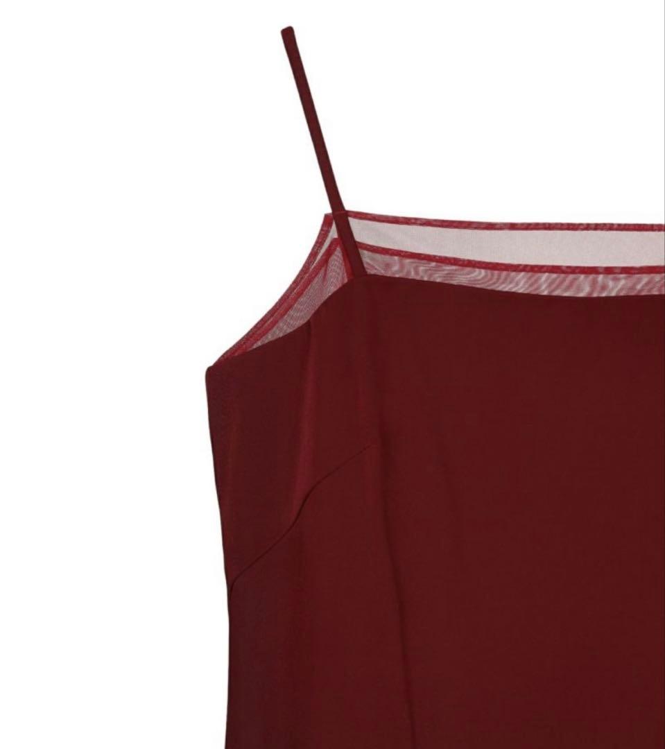 【即配送】ANDRESD バーガンディ ケミカルレースドレス Mサイズ