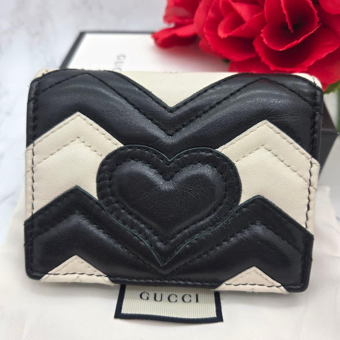 【美品】 GUCCI グッチ 折り財布 財布 GG マーモント キルティング 黒