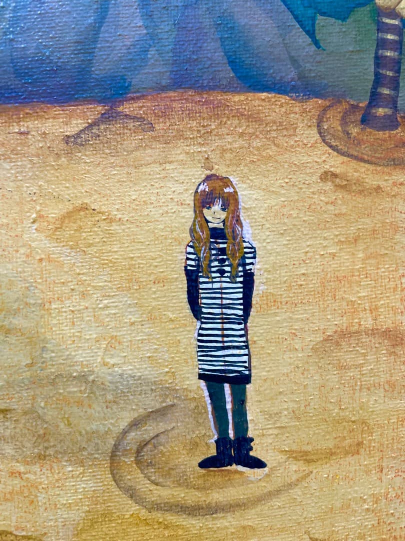 ◆値下げしました【真作】北條菜津子『未来からの来訪者』2008年 油彩 アクリル