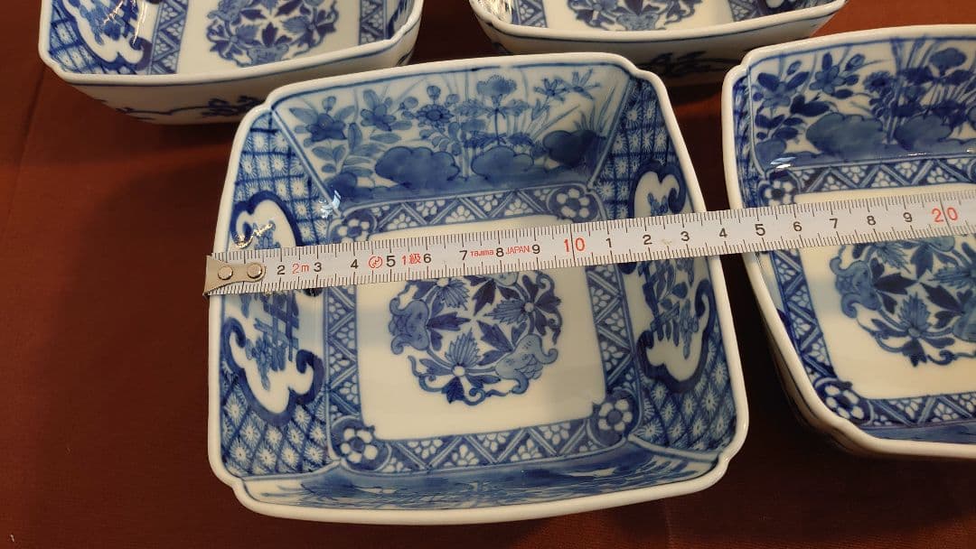 古伊万里　伊万里　染付　角鉢　江戸期　蔵出し　４客