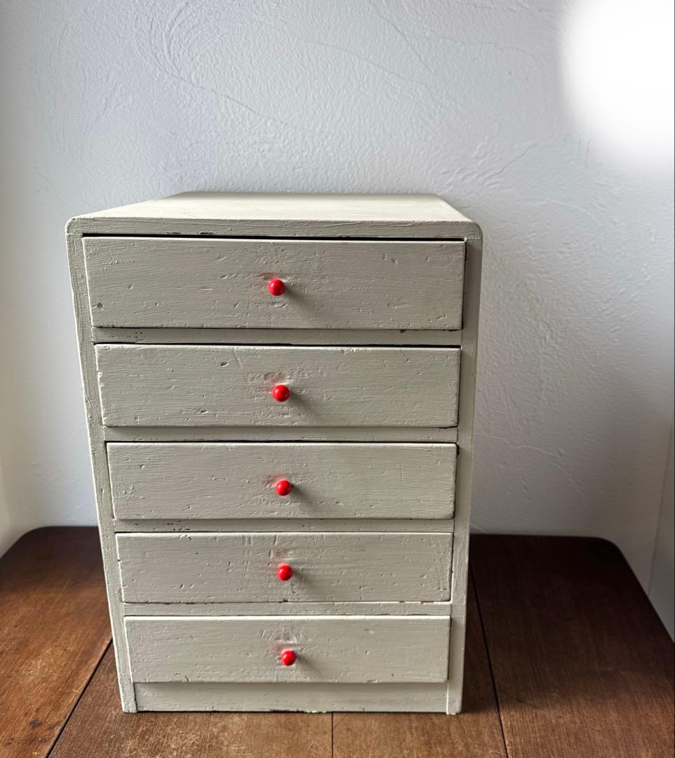 古道具　5杯の小引き出し　昭和レトロ　木製ドロワー　アンティーク