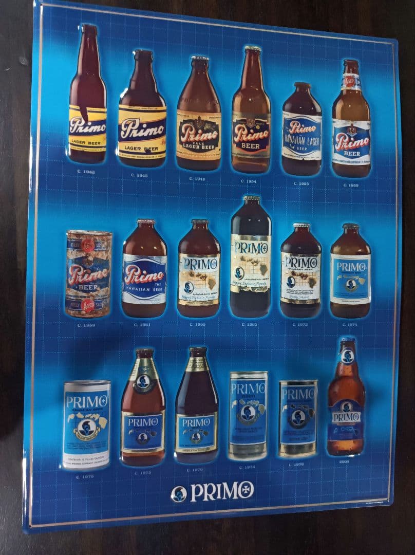 ハワイ　プリモビールブリキ看板