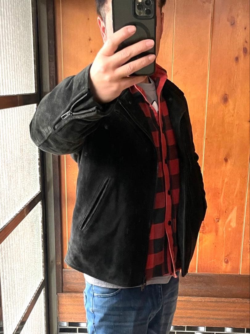 美品 SANDINISTA ライダースジャケット 本革 スエード バックスキン