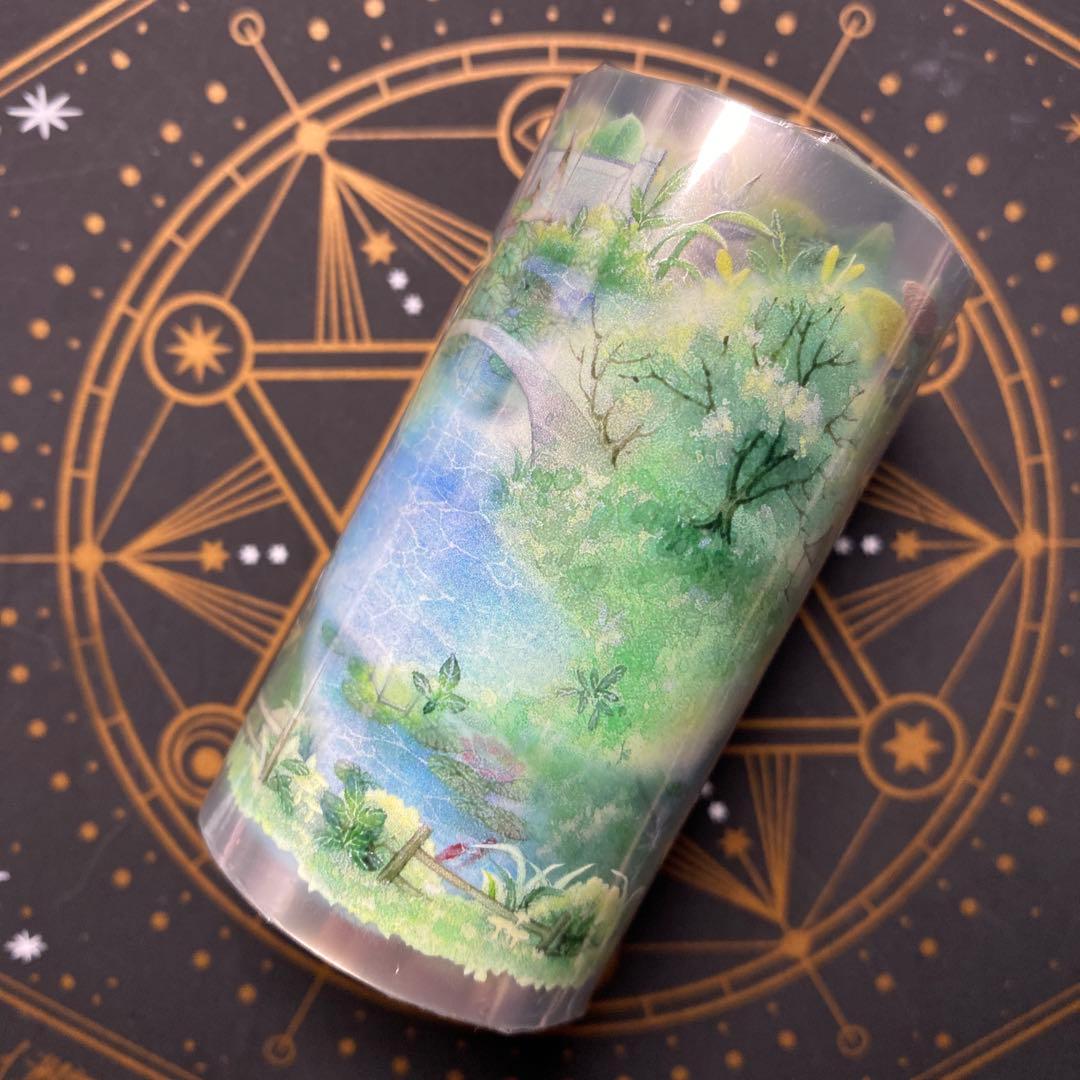 【9417】海外　マステ　5m巻　PETマスキングテープ　ハス　橋　池