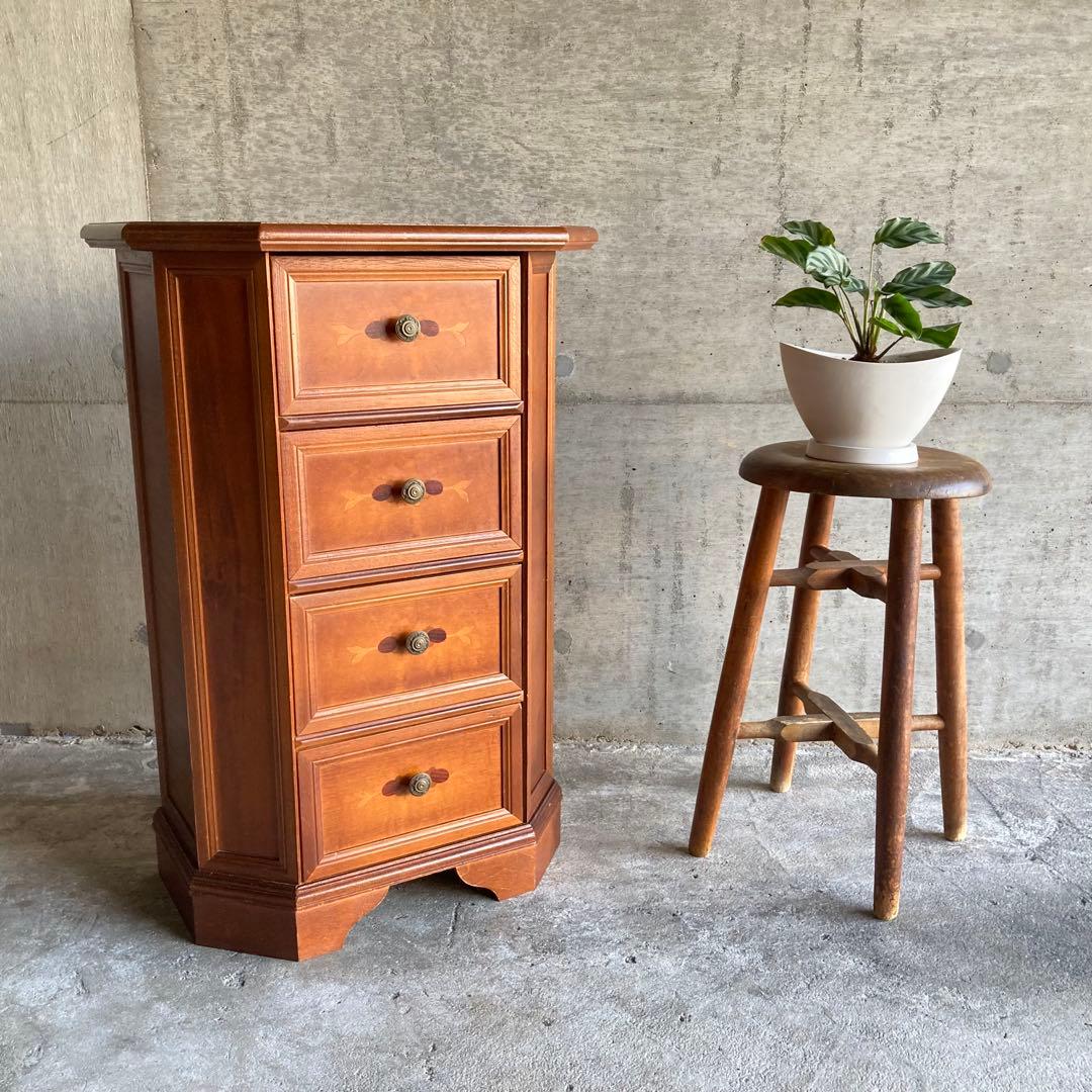 チェスト キャビネット カウンター 飾り台 置物台 木製 象嵌 家具 レトロ