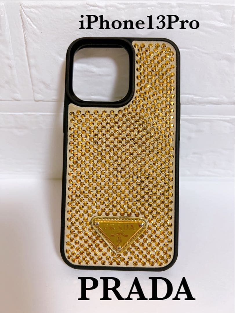 プラダ　PRADA iPhone13Pro ラインストーン　三角ロゴ
