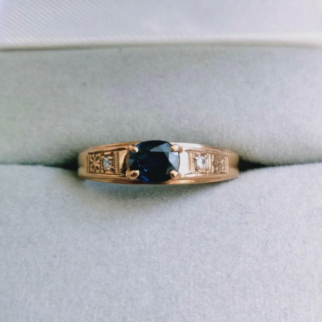 K18ゴールド サファイアカラーストーンリング　ヴィンテージ