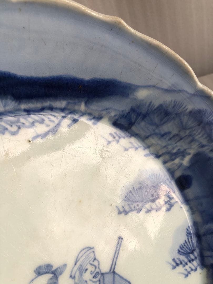 古伊万里　飾り皿　直径29cm　伊万里　染付　時代物26A3