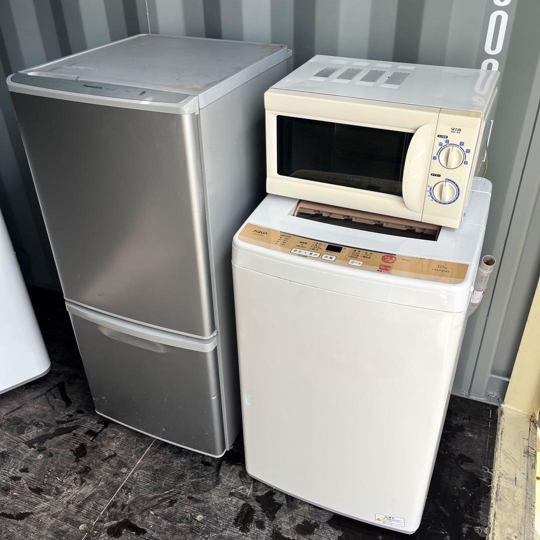 165取付無料！高性能パナソニックシルバー冷蔵庫AQUA洗濯機電子レンジセット