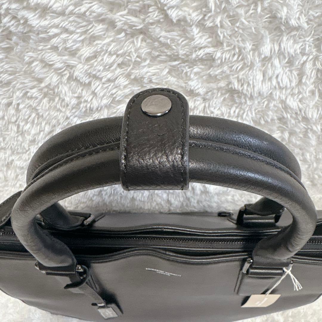 【新品】キャサリンハムネットロンドン トートバッグ 自立 A4 大容量 黒 牛革