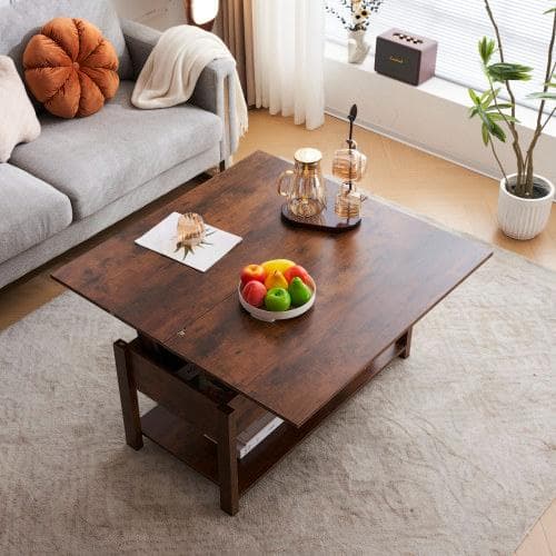 ローテーブル 収納付き センターテーブル 天板昇降式 天板2倍展開可能 大容量