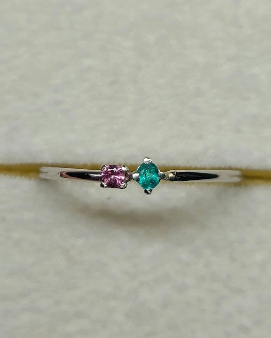 ★バターリャパライバトルマリン&パパラチアサファイアリングPt900★