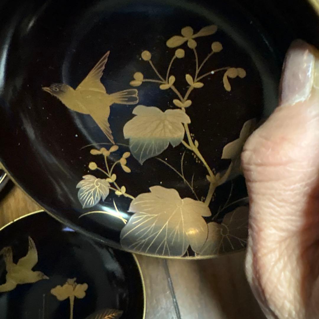 特別出品　アンティーク蒔絵が素敵な菓子皿10枚　鳥と花　風情あり　茶道具