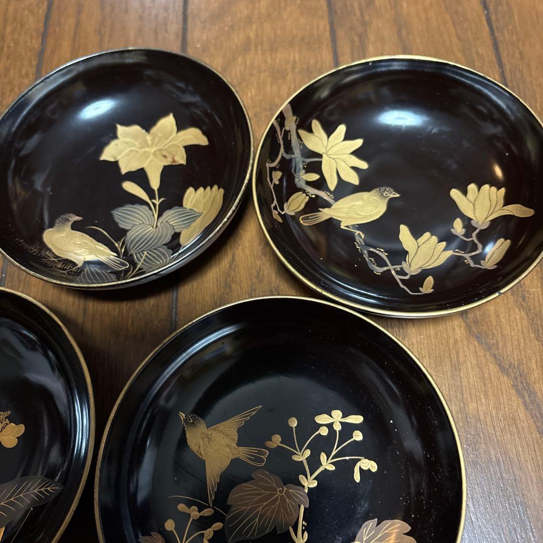 特別出品　アンティーク蒔絵が素敵な菓子皿10枚　鳥と花　風情あり　茶道具