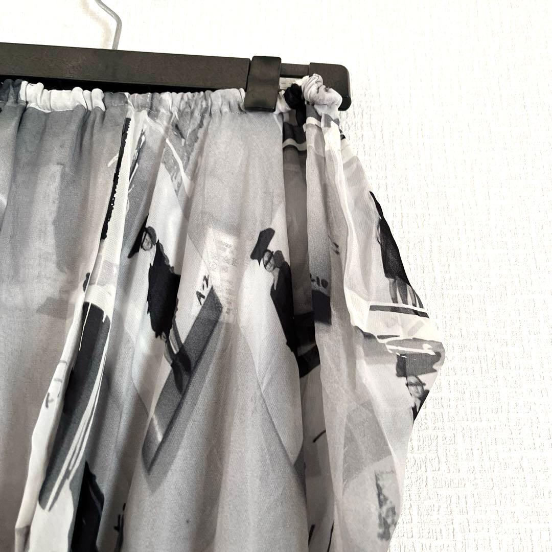 リミフウ　写真プリント　グレー ブラック スカート