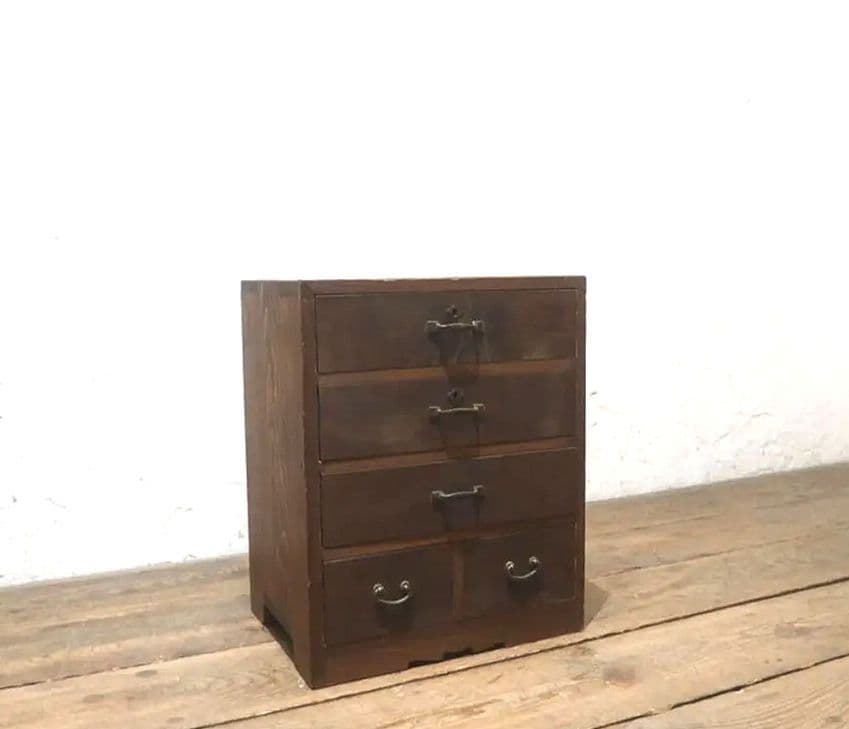 1384 レトロな小引き出し　収納棚　陳列台　ケース　古家具　アンティーク　骨董