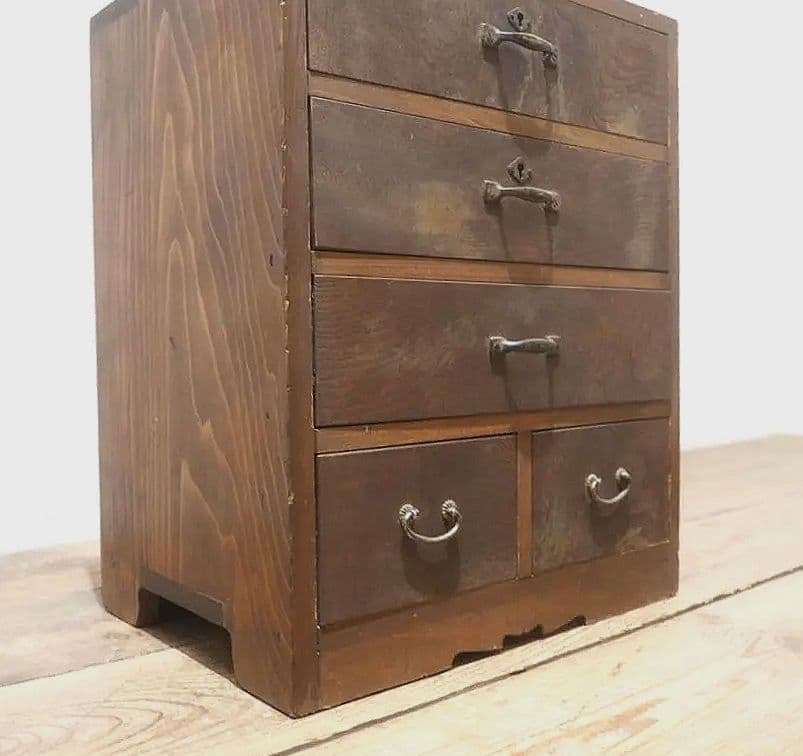 1384 レトロな小引き出し　収納棚　陳列台　ケース　古家具　アンティーク　骨董