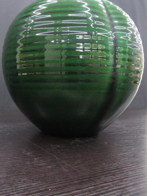 【未使用品】山崎光洋 京焼 清水焼 花瓶 均窯 深緑 美品