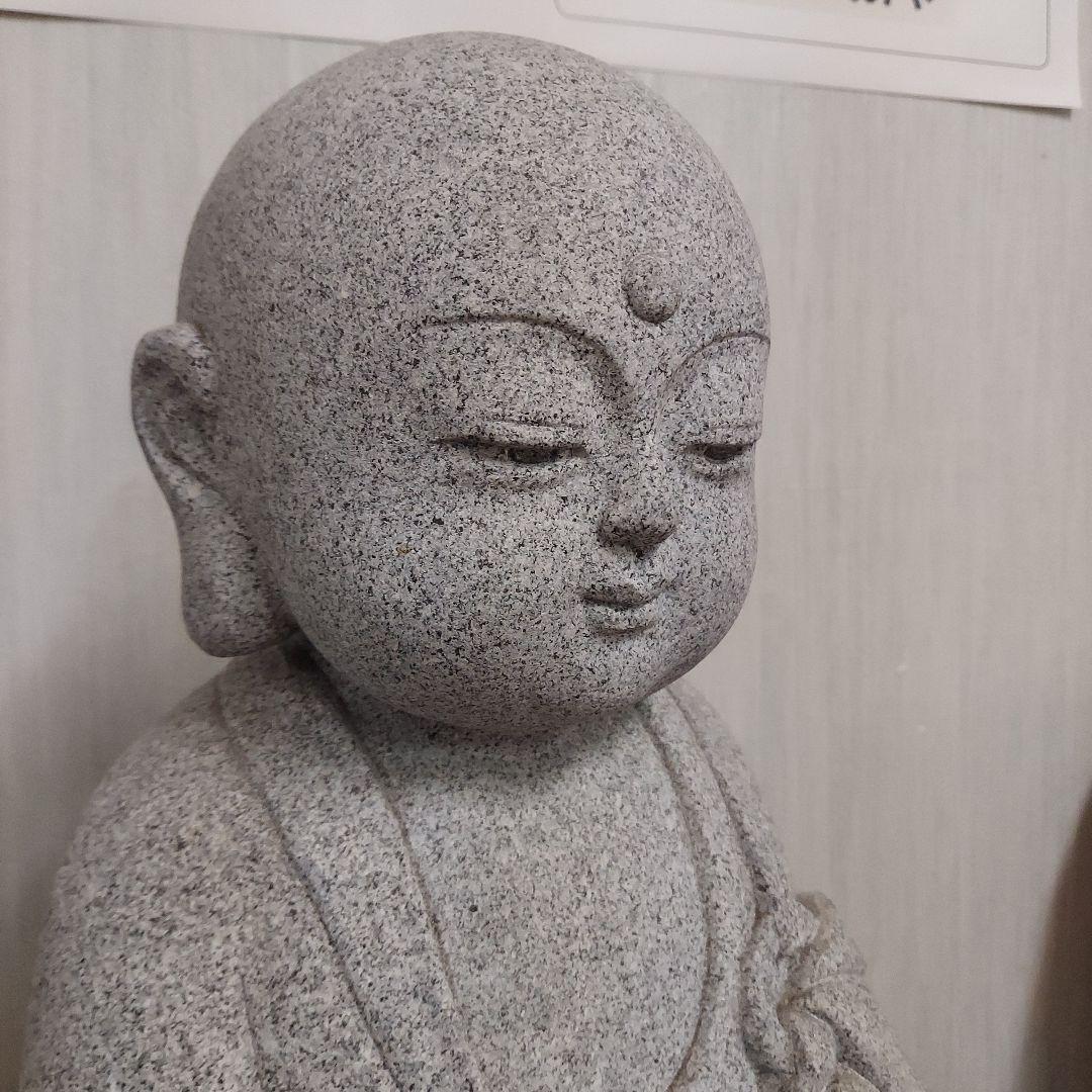 花崗岩製 仏像 蓮の台座付き 約30cm石匠 小林道明作品