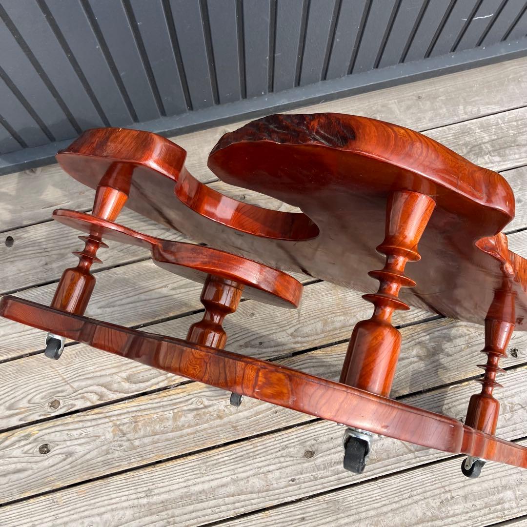 昭和レトロ 一枚板 お座敷ワゴン ポットワゴン 木製 古家具 サイドテーブル