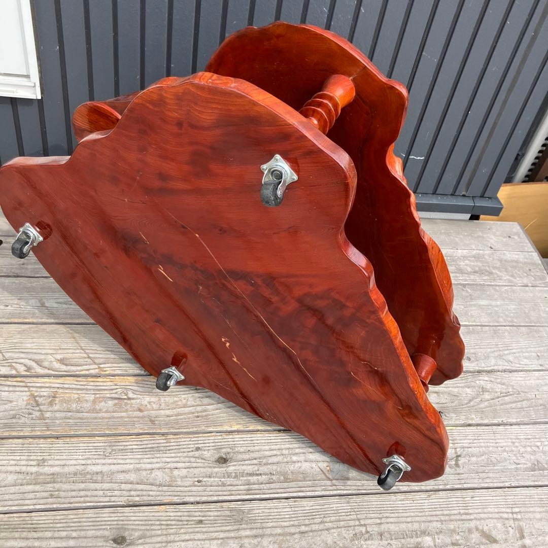 昭和レトロ 一枚板 お座敷ワゴン ポットワゴン 木製 古家具 サイドテーブル