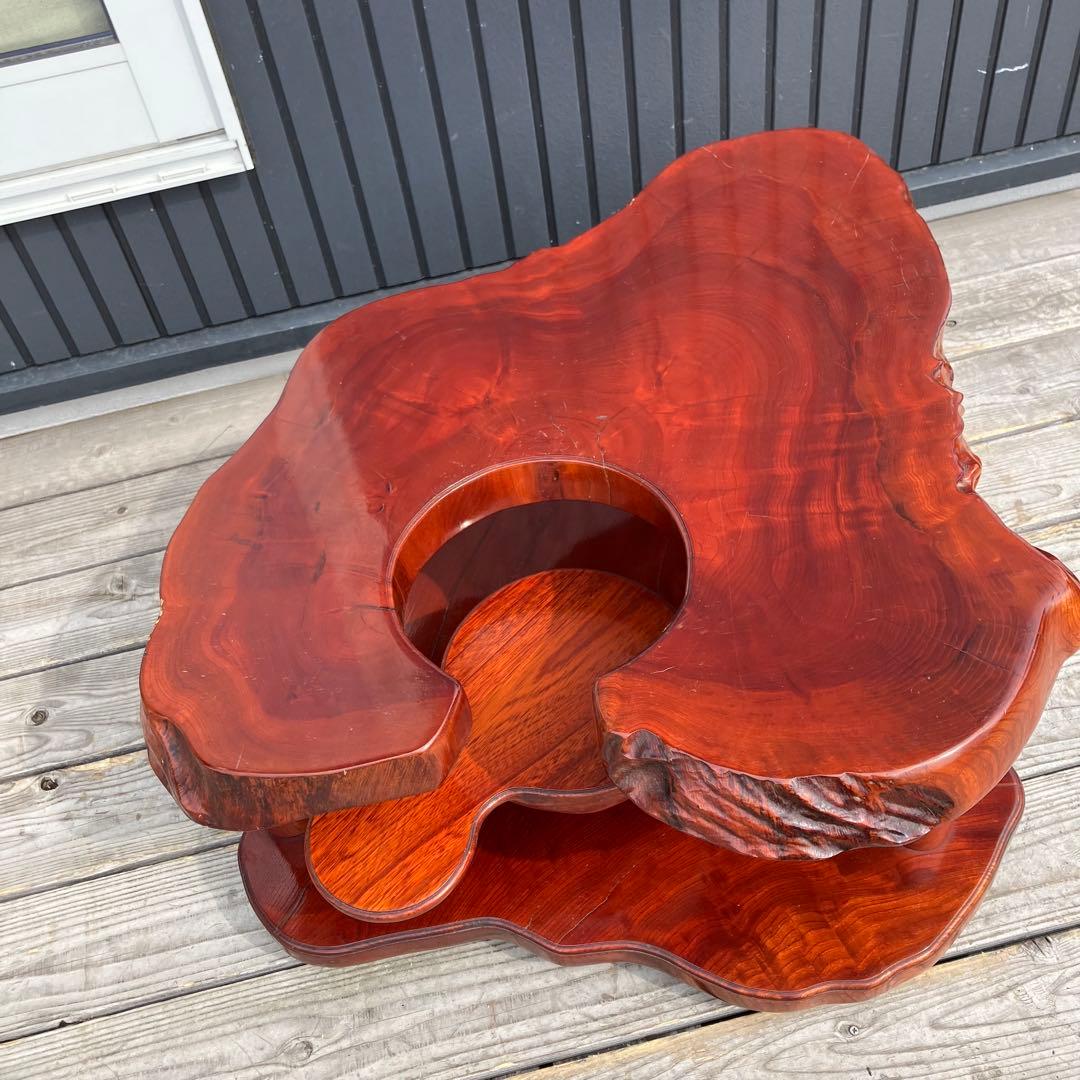 昭和レトロ 一枚板 お座敷ワゴン ポットワゴン 木製 古家具 サイドテーブル