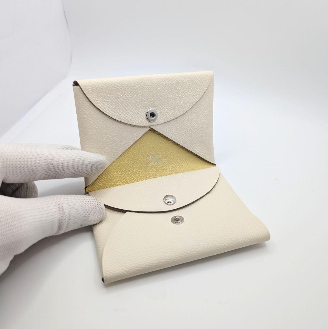 ✨️未使用級!✨️エルメス　カルヴィデュオ　アイボリー×イエロー