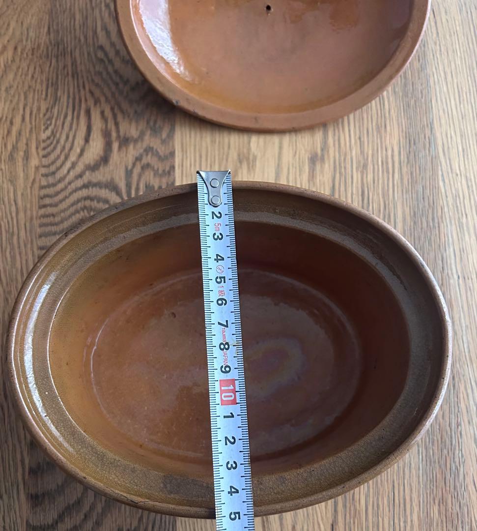 美品　ブラウン陶器オーバル型容器　テリーヌ容器