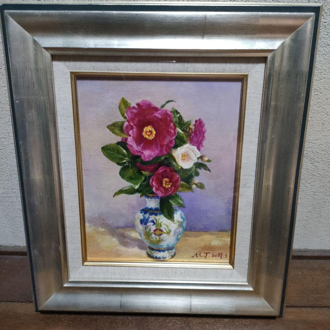 花瓶の花 油彩画 2021年作　日本一水会会員