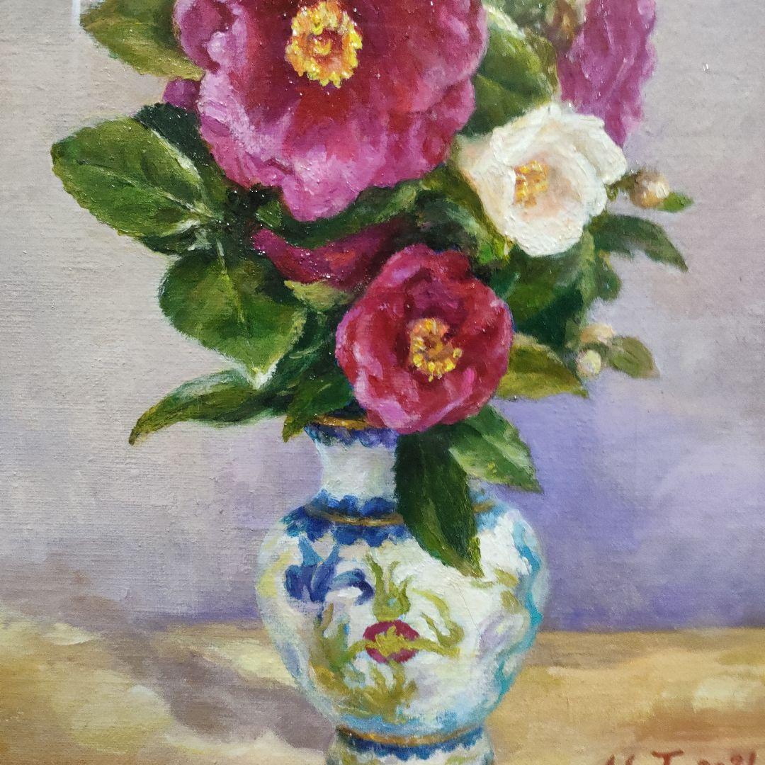 花瓶の花 油彩画 2021年作　日本一水会会員