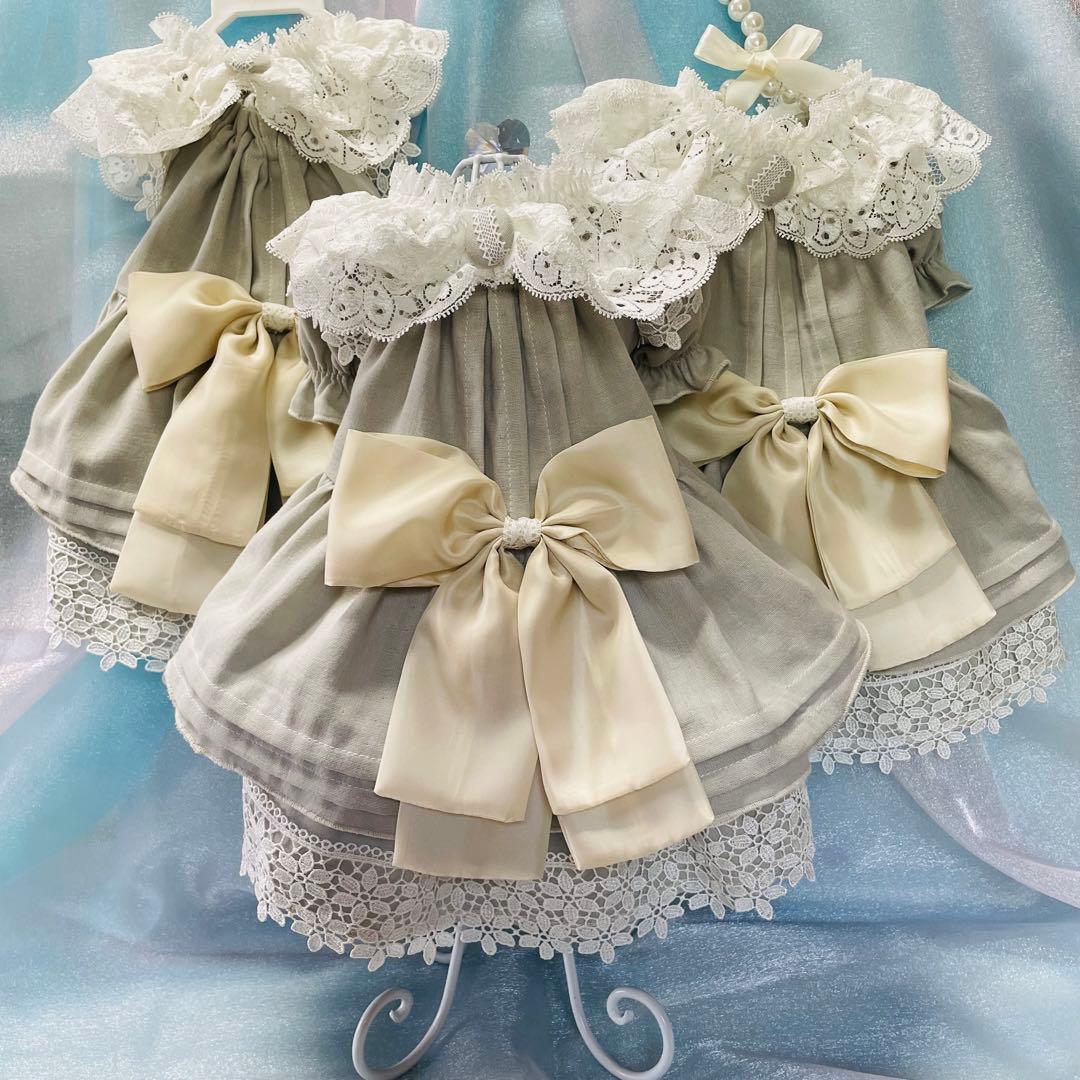 ナチュラル＆クラシカル　ペチコートワンピつけ襟付き　新色登場♡　犬服ハンドメイド