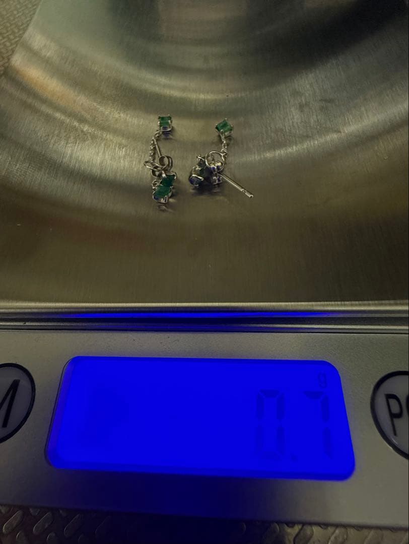 ★エメラルド K14WG スィングキャッチピアス★
