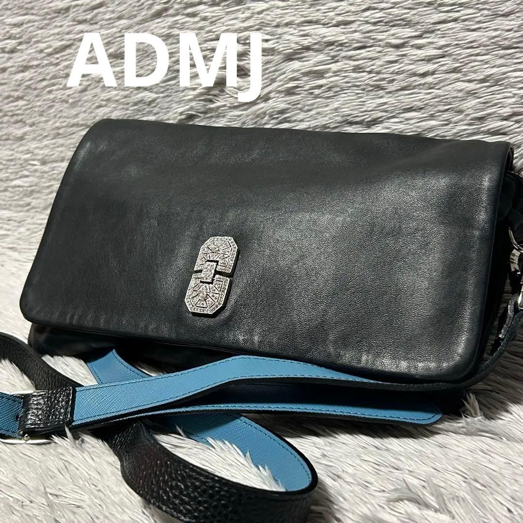 ADMJ エーディーエムジェイ　スワロフスキー　ショルダーバッグ　ブラック