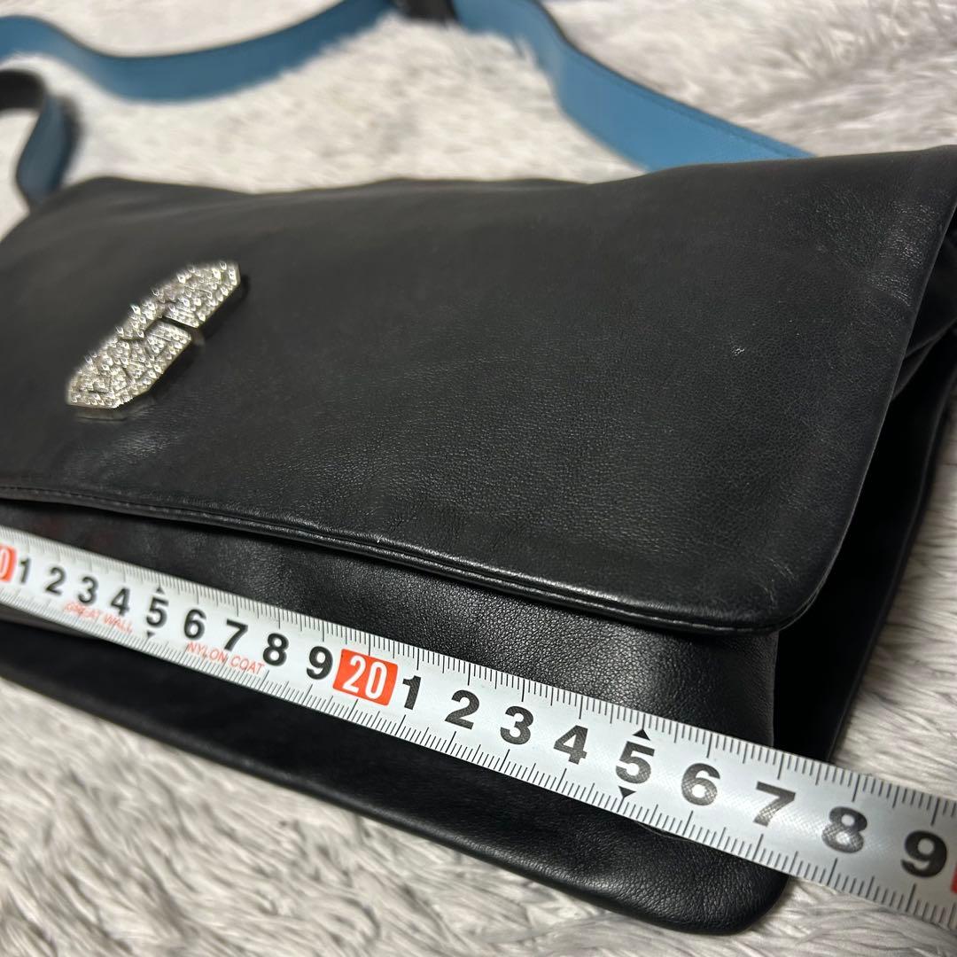 ADMJ エーディーエムジェイ　スワロフスキー　ショルダーバッグ　ブラック