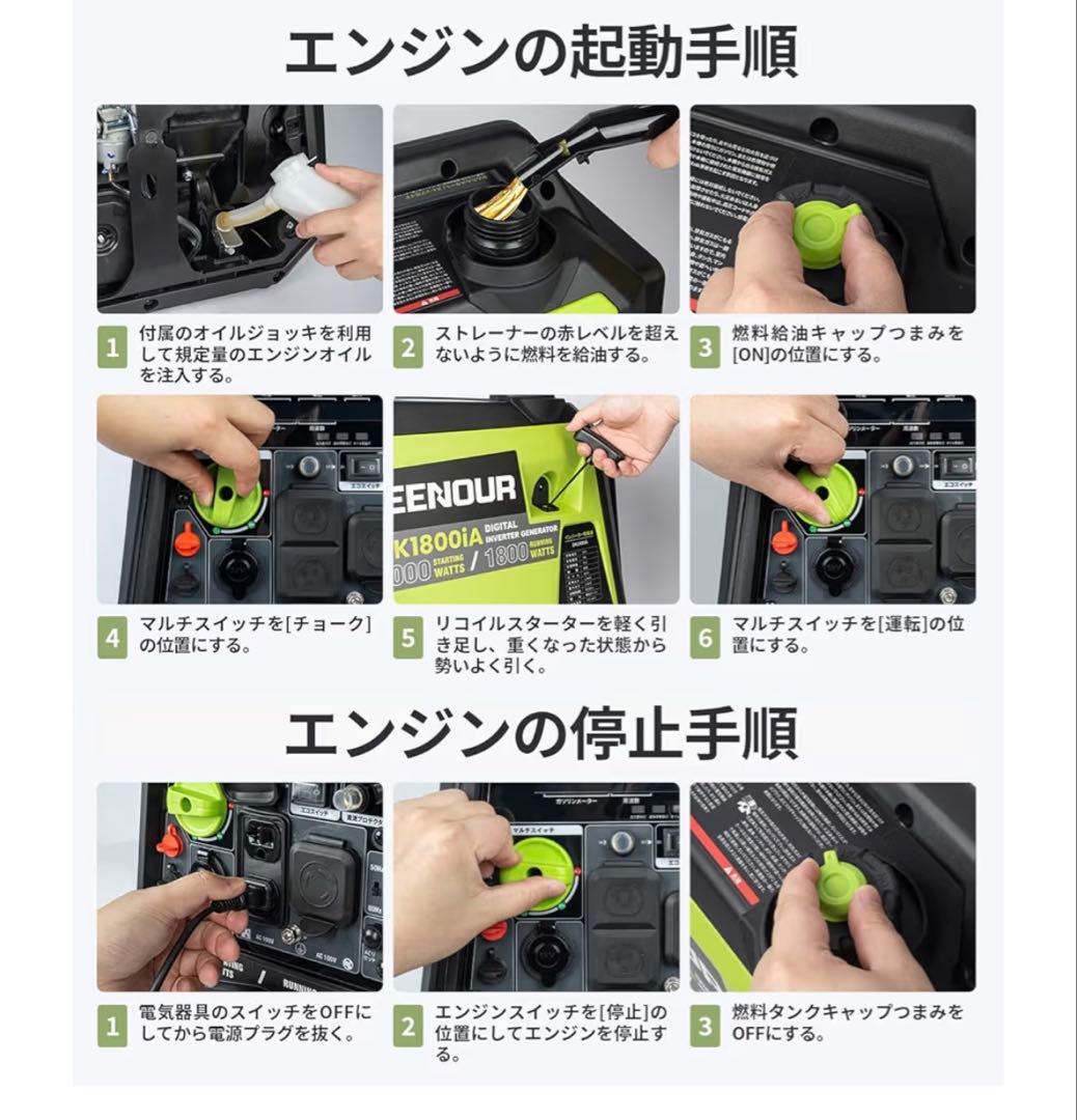 EENOUR DK1800iA デジタルインバータ発電機