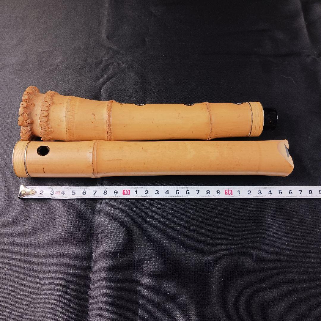 Y3110-7 琴古流 尺八 銀三線 全長49㎝ 竹製