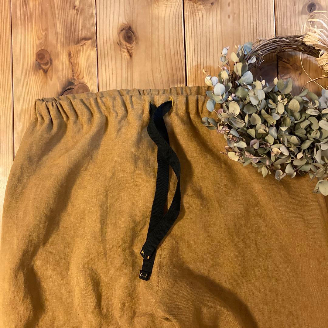 かずちゃん＊ハンドメイド＊ サフィランフランスリネン　キャメル　サルエル