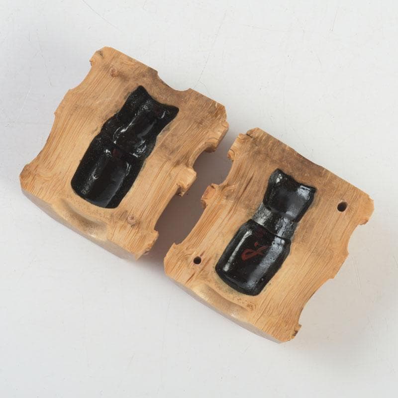 茶道具　皆空庵玉琳作　竹根香合　「福俵」　共布共箱　V　9330