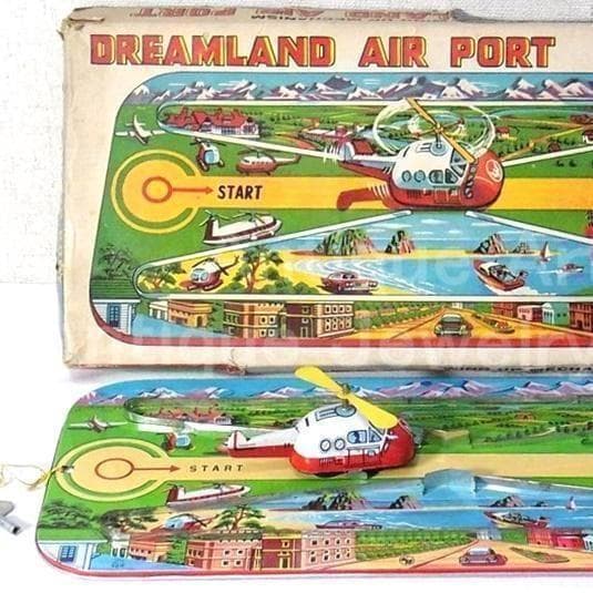 ブリキの飛行機が走る ドリームランド エアポート １９６０年代　日本製　箱付き