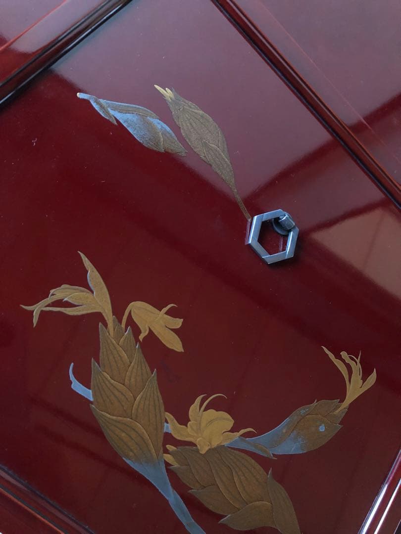 時代　蒔絵　飾り棚　茗荷　木箱入