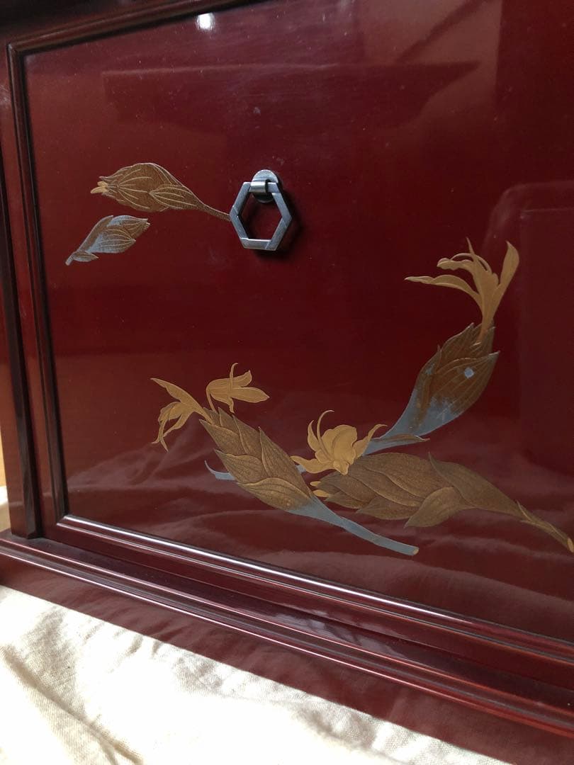 時代　蒔絵　飾り棚　茗荷　木箱入