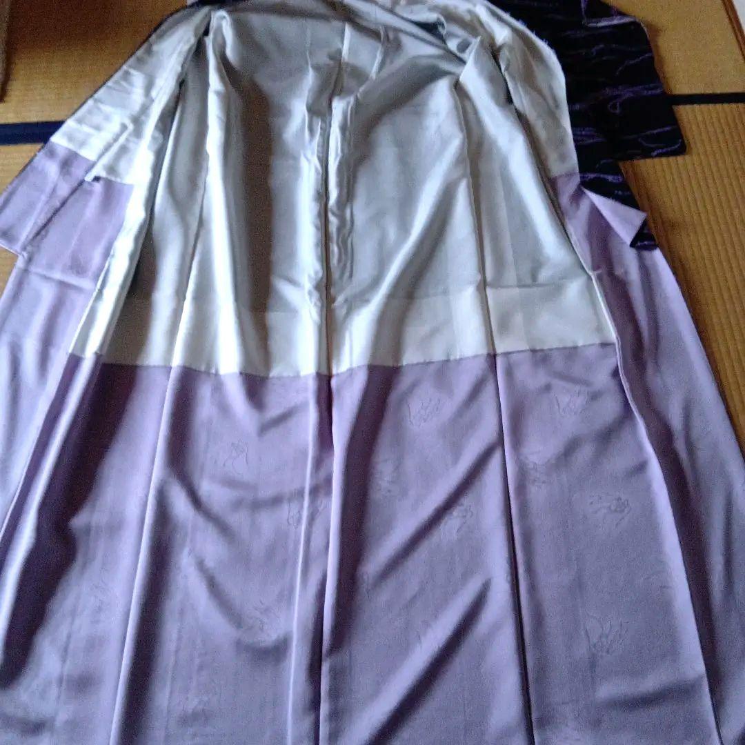 ☆専用です　美品　上質小紋　友禅作家　千地泰弘 落款　黒と紫　ガード加工　正絹