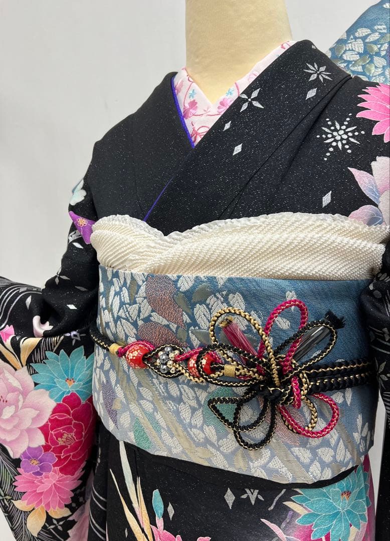 振り袖　フルセット　長襦袢付　金彩　刺繍　銀通し　豪華　成人式　長尺袋帯　612